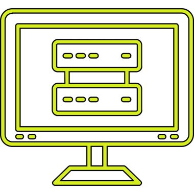 Bilgisayar ekranı simgesi. ana hatlı bilgisayar görüntüleme vektör çizimi düz renk ağı
