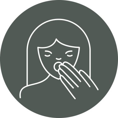 Ağzıyla maskeli genç bir kadın.