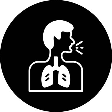 Ciğerlerin simgesi. biçim düz sembol, siyah renk, yuvarlak açılar, beyaz arkaplan.