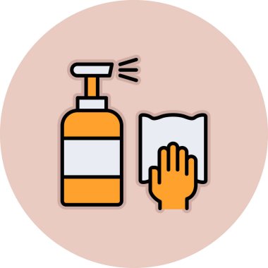 Antivirüs dezenfeksiyon ikonu. Web için dezenfektan vektör simgelerinin özet çizimi