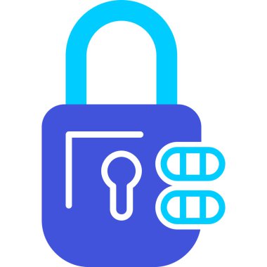 beyaz arkaplanda izole edilmiş düz biçimdeki asma kilit simgesi.