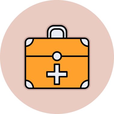 İlk yardım çantası simgesi. Web için ilk kit kit vektör simgelerinin özet çizimi