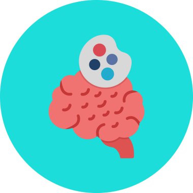 Düz vektördeki beyin zihin simgesi