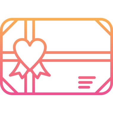 Kalp ikonu vektör illüstrasyon tasarımlı hediye kutusu