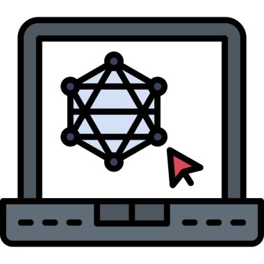 ağ simgesi, vektör illüstrasyonlu dizüstü bilgisayar