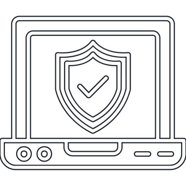 asma kilit simgesi olan dizüstü bilgisayar, vektör illüstrasyonu