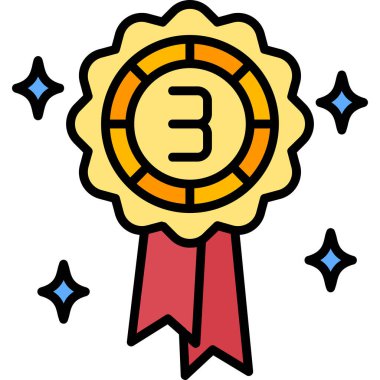 Madalya ödülü ikonu vektör renk özeti çizimi