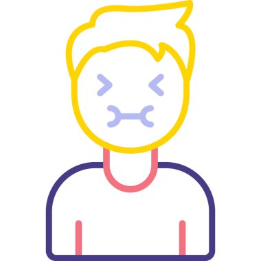 üzgün adam yüzü simgesi, vektör illüstrasyonu