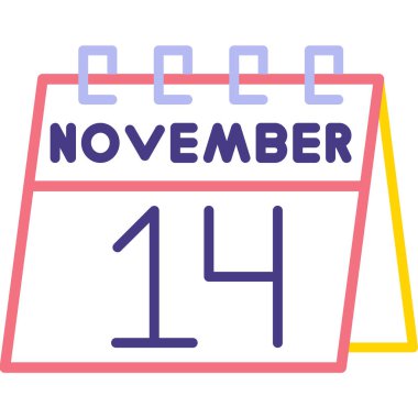 14 Kasım tarihli bir takvimin düz simge tasarımı