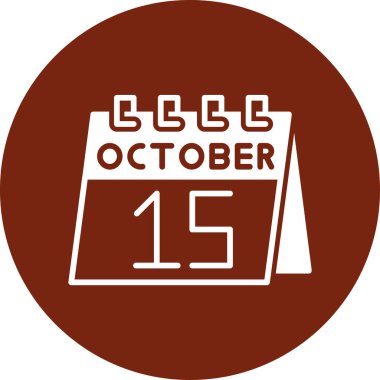 Tek bir günlük takvim ve basit takvim üzerinde 15 Ekim takvim, takvim ve tarih için takvim simgesi beyaz arkaplanda izole edildi. tatil