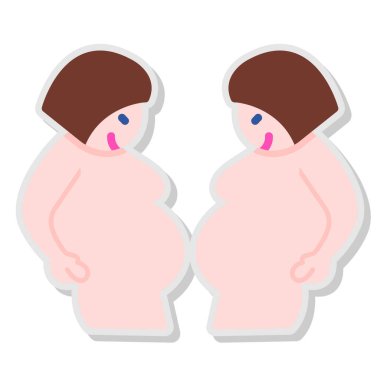 iki kadın hamilelik ve iki ton renk vektörü çizimi