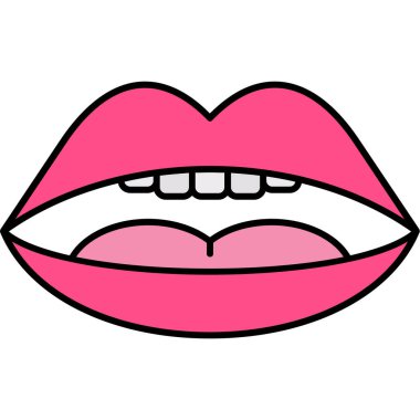 dudak rengi simgesi, ağız açık