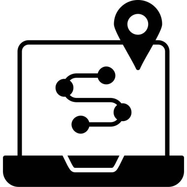 gps konum haritası simgesi ana hat biçiminde