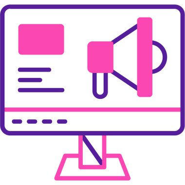 Hoparlör vektör simgesi ile bilgisayar monitörü