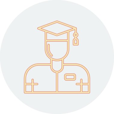 Mezuniyet şapkası ikonu. İnce çizgi çizimi. renk izole vektör sembolü