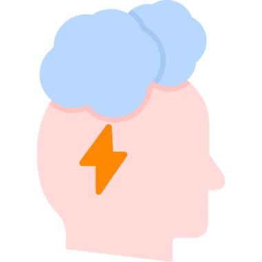 Yıldırım ikonlu insan beyni. vektör illüstrasyonu