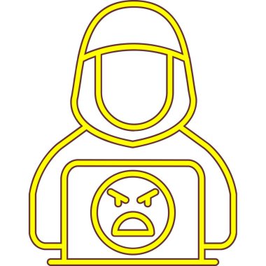 Maske ikonlu kızgın bir adam. vektör illüstrasyonu