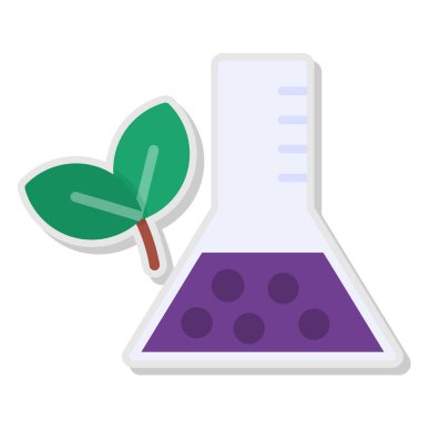 Yaprak ikonlu test tüpü. vektör grafiği