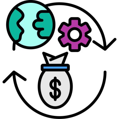 iş yönetimi dairesi simgesi, vektör, illüstrasyon, para, yatırım