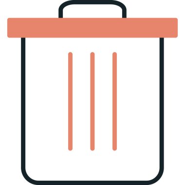 Çöp kutusu simgesi. vektör biçimi, yuvarlak açıları, yumuşak mavi renkleri ve beyaz arkaplanı olan çift renkli düz ikonik semboldür.