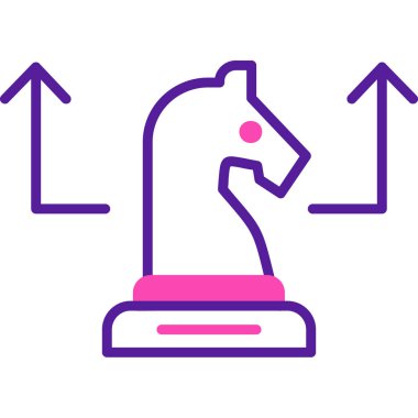 Satranç çizgisi simgesi beyaz arkaplanda izole edildi. İş stratejisi. Oyun, yönetim, finans. Renkli taslak konsepti. Vektör