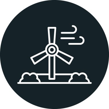 Soyut arkaplanda yel değirmeni simgesi izole