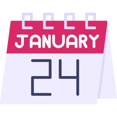 Takvimde 24 Ocak simgesi, vektör illüstrasyonu