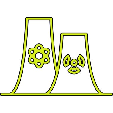 Nükleer patlama simgesi renk ana hatları vektörü