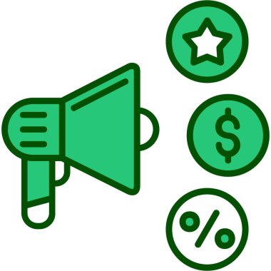 Hoparlör simgesi ile megafon, basit vektör illüstrasyonu