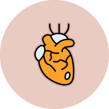 İnsan kalp organ simgesi, karikatür tarzı