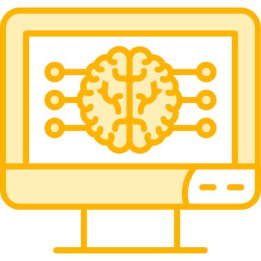 Beyin ikonlu bir laptop. vektör