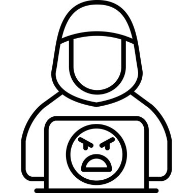 Öfkeli kişi simgesine kızgın dizüstü bilgisayar, özet biçimi