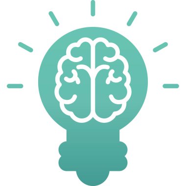 Beyin ampulü vektör simgesi. resim biçimi bir daire içinde düz simge sembolü, yumuşak mavi renkler, beyaz arkaplan.