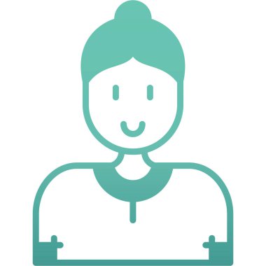 Saç stili, izole vektör çizim ikonu tasarımı olan genç ve güzel bir kadın.