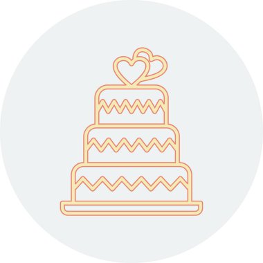 Kalp ikonlu pasta vektör illüstrasyonu