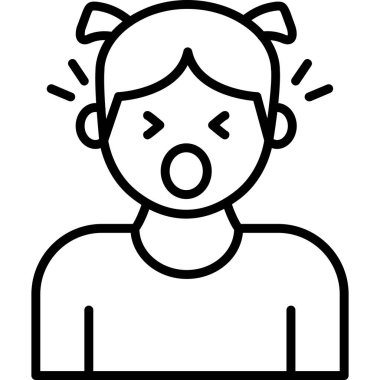 Üzgün yüzlü kız, vektör çizimi