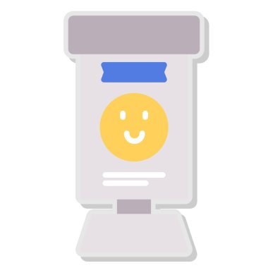 Mutlu bir bataryanın düz çizgi film stili.