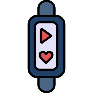 kalp saati simgesi renk ana hatları vektörü