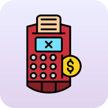 Para ikonlu hesap makinesi. Web için hesap makinesi vektör simgesinin düz çizimi