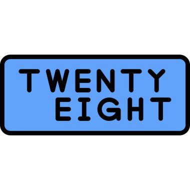 27 'nin işareti. Mavi arkaplandaki siyah etiketteki metin