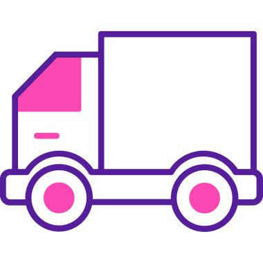 araba dağıtım kamyonu simgesi, basit tasarım vektör çizimi