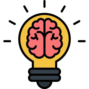 yaratıcı beyin fikri simgesi renk ana hatları vektörü