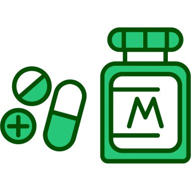 İlaç ikonu. Web için hap vektör simgelerinin özet çizimi