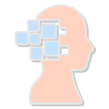 İnsan kafası simgesine sahip beyin, düz stil