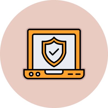 Kalkan güvenlik vektör çizimine sahip dizüstü bilgisayar