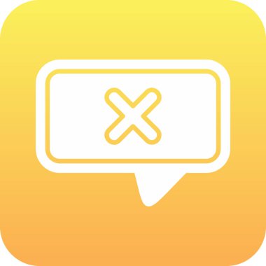 Haçı ve konuşma baloncuğu olan sarı kare bir simgenin çizimi