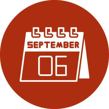 Eylül takvim simgesi tasarımı, vektör illüstrasyonu