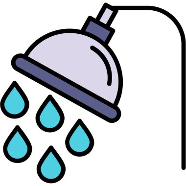 duş tap simgesi renk ana hatları vektörü