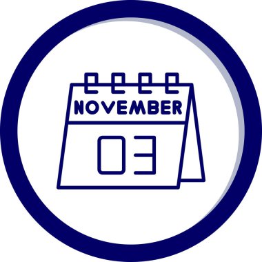 Kasım takvim simgesi, vektör illüstrasyonu