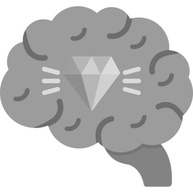 Beyni olan bir beyin simgesinde elmas olan izole bir beyin.